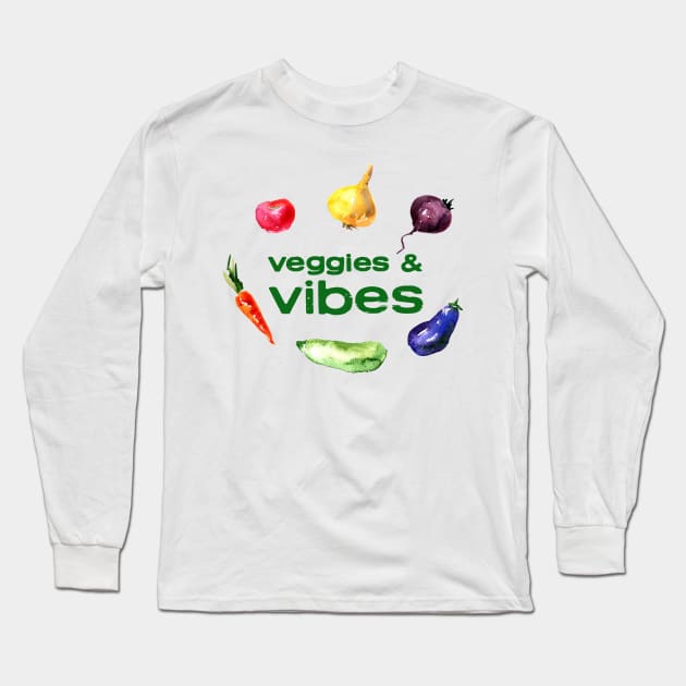 Veggies and Vibes Long Sleeve T-Shirt by Kale Von Celery